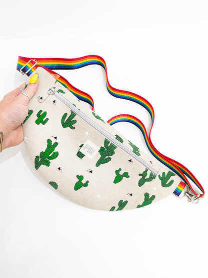 Cactus Linen Bum Bag-Pin Clothing-pinclothing.co.uk