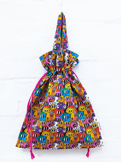 Cartoon Capers Drawstring Tote Bag-Pin Clothing-pinclothing.co.uk
