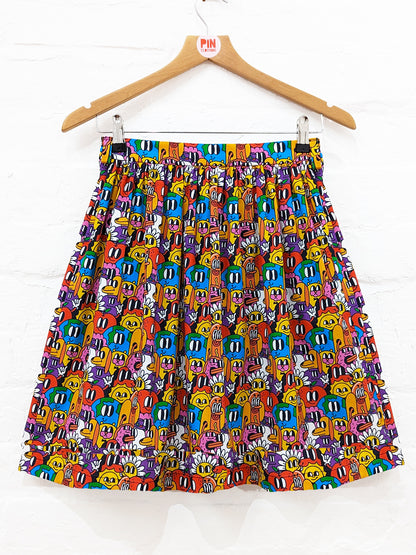 Cartoon Capers Print High Waisted Skirt-Pin Clothing-pinclothing.co.uk