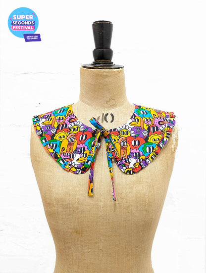 Cartoon Capers Tie Front Collar SUPER SECONDS SALE (MD)-pinclothing.co.uk-pinclothing.co.uk