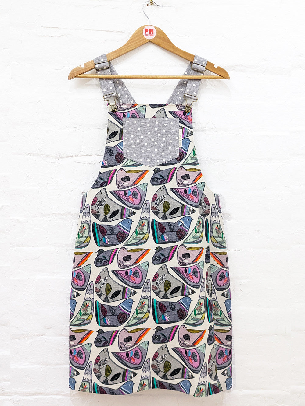 Chirpy Birds Dungaree Dress-Pin Clothing-pinclothing.co.uk