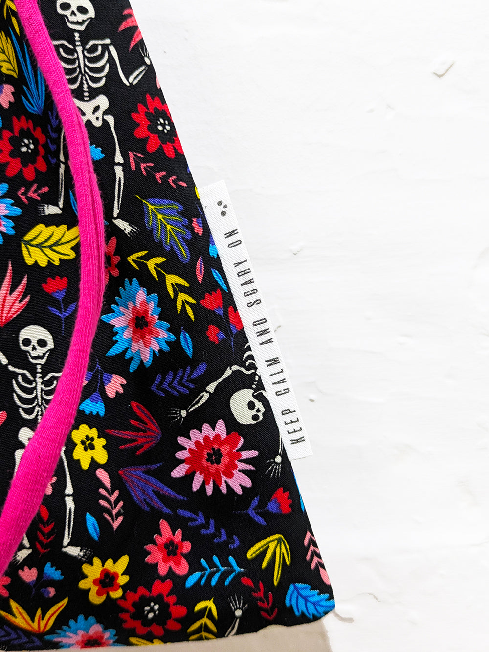 Floral Skeletons Drawstring Tote Bag-Pin Clothing-pinclothing.co.uk