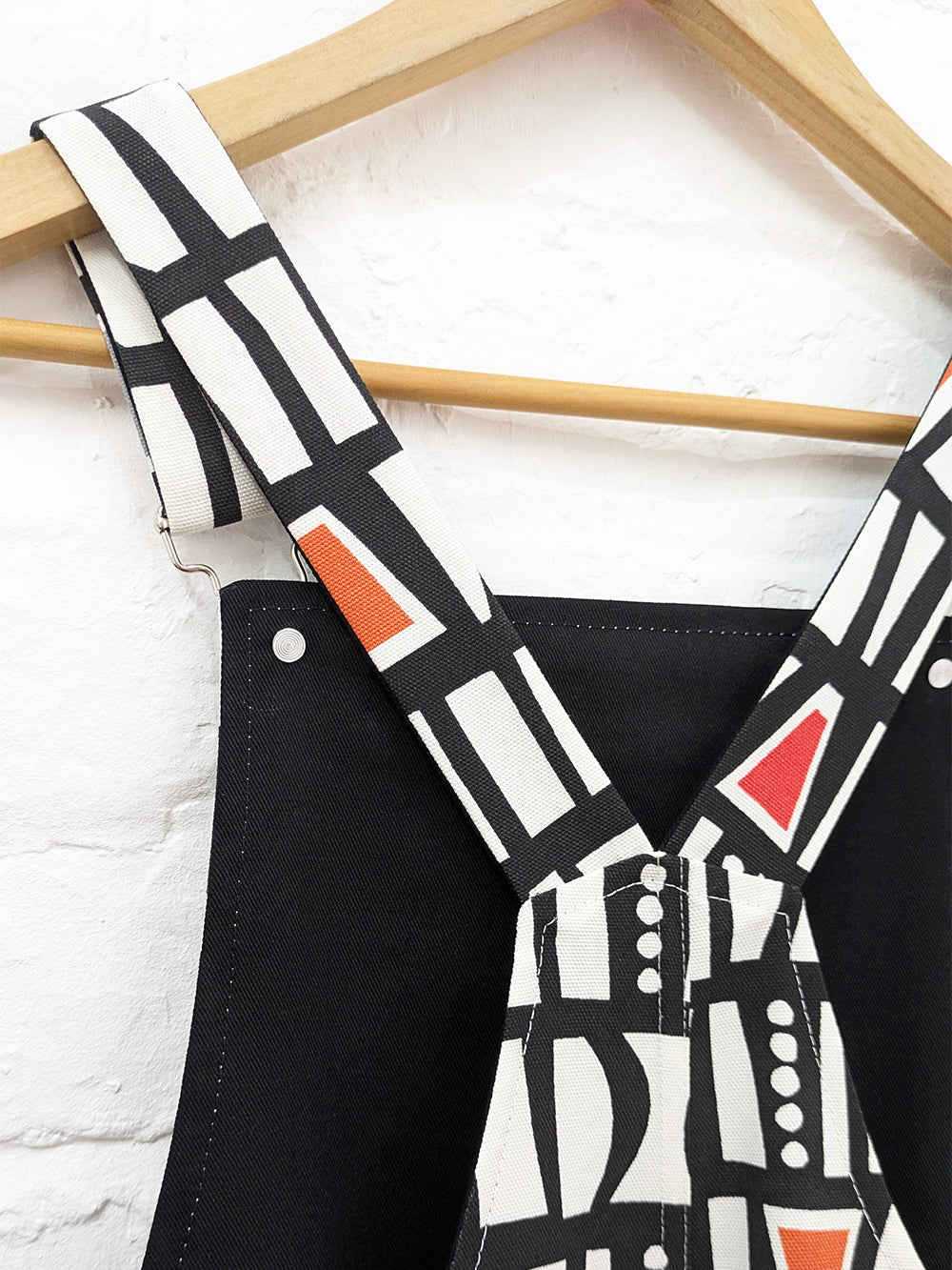 Monochrome Geometric Dungaree Dress SUPER SECONDS SALE (OOAK)-Pin Clothing-pinclothing.co.uk