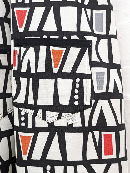 Monochrome Geometric Dungaree Dress SUPER SECONDS SALE (OOAK)-Pin Clothing-pinclothing.co.uk