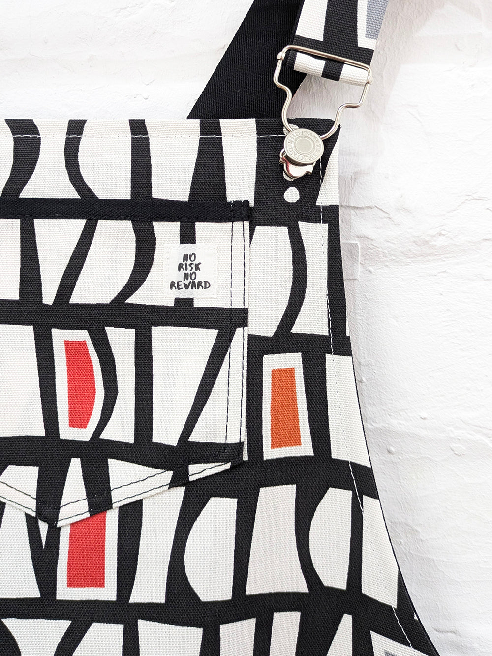 Monochrome Geometric Dungaree Dress SUPER SECONDS SALE (OOAK)-Pin Clothing-pinclothing.co.uk