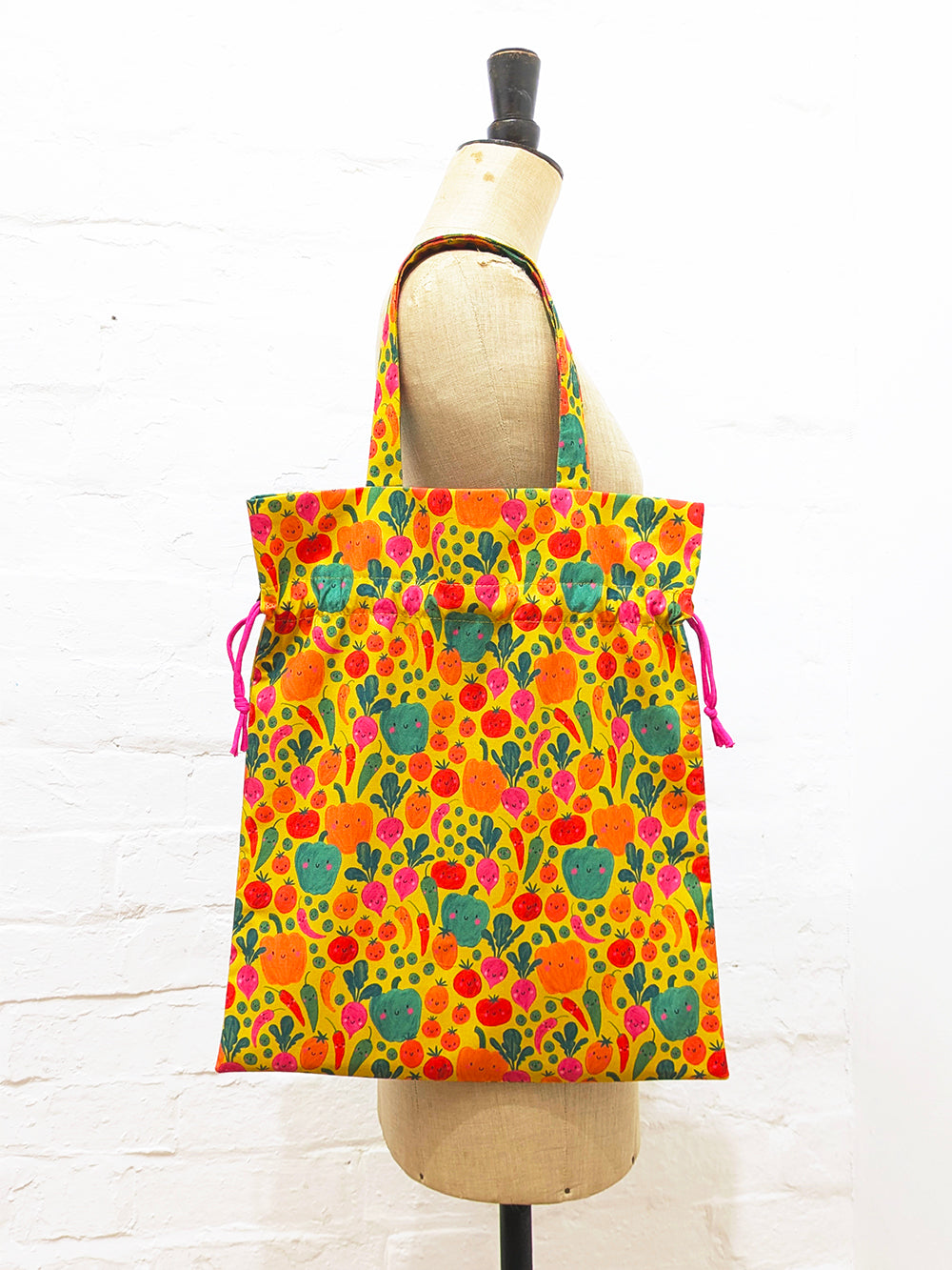 Happy Veg Drawstring Tote Bag-Pin Clothing-pinclothing.co.uk