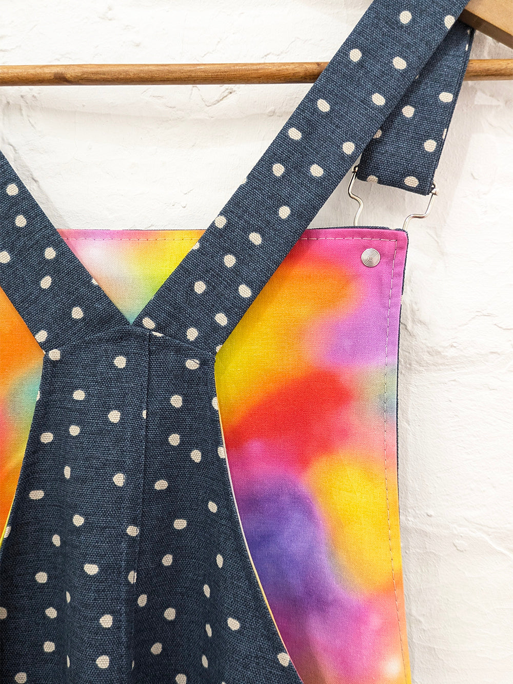 Navy Polka Dot Dungaree Dress SUPER SECONDS SALE (OOAK)-Pin Clothing-pinclothing.co.uk