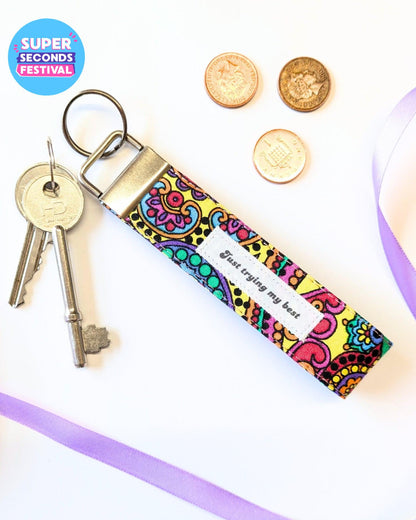 Rainbow Paisley Wristlet Keyring-pinclothing.co.uk-pinclothing.co.uk