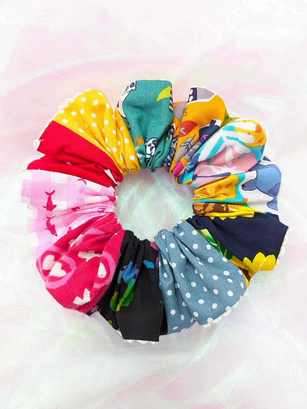 Patchwork Trimmed Scrunchie SUPER SECONDS SALE (OOAK)-Pin Clothing-pinclothing.co.uk