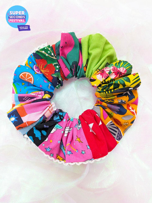 Patchwork Trimmed Scrunchie SUPER SECONDS SALE (OOAK)-Pin Clothing-pinclothing.co.uk