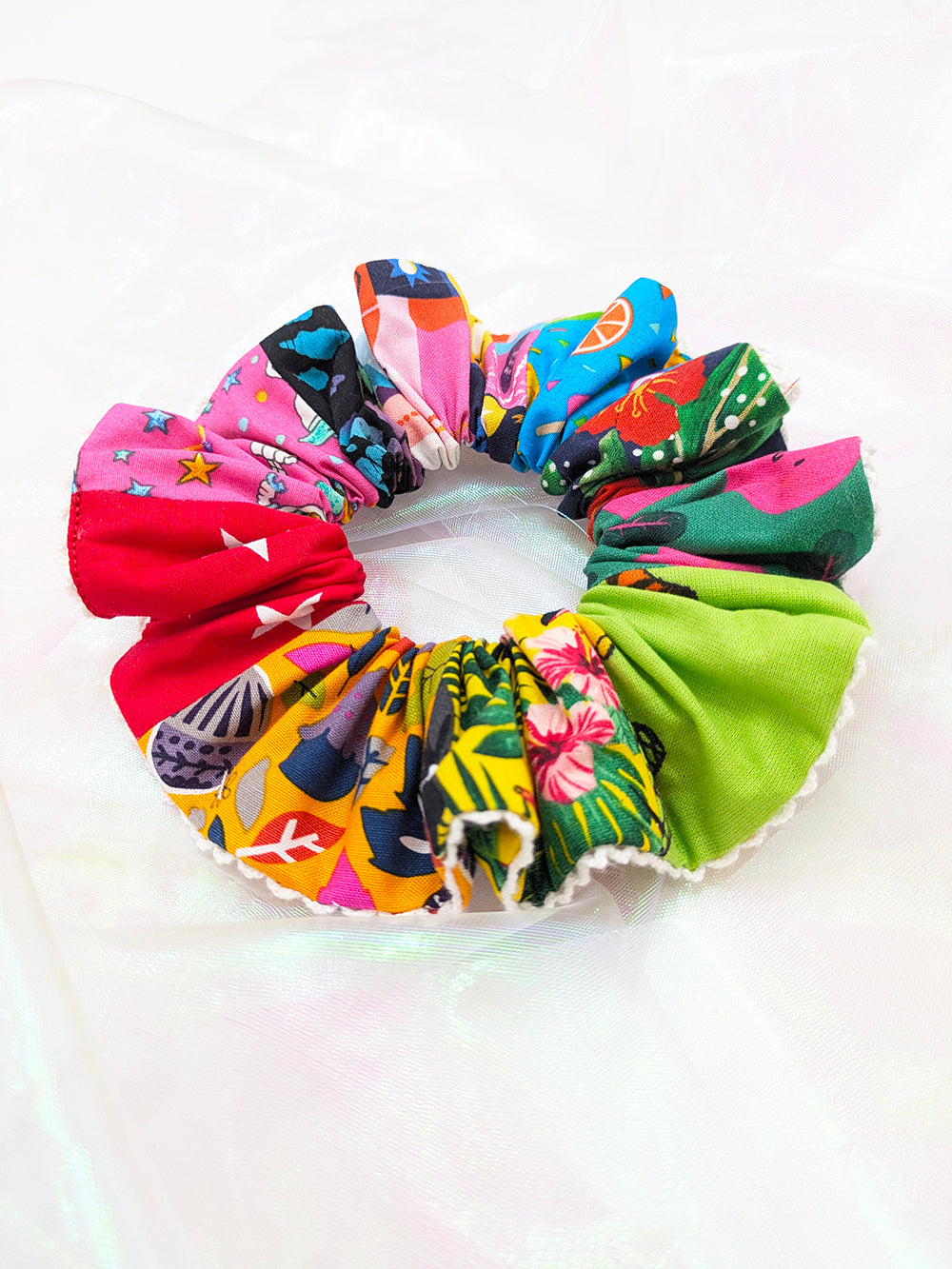 Patchwork Trimmed Scrunchie SUPER SECONDS SALE (OOAK)-Pin Clothing-pinclothing.co.uk