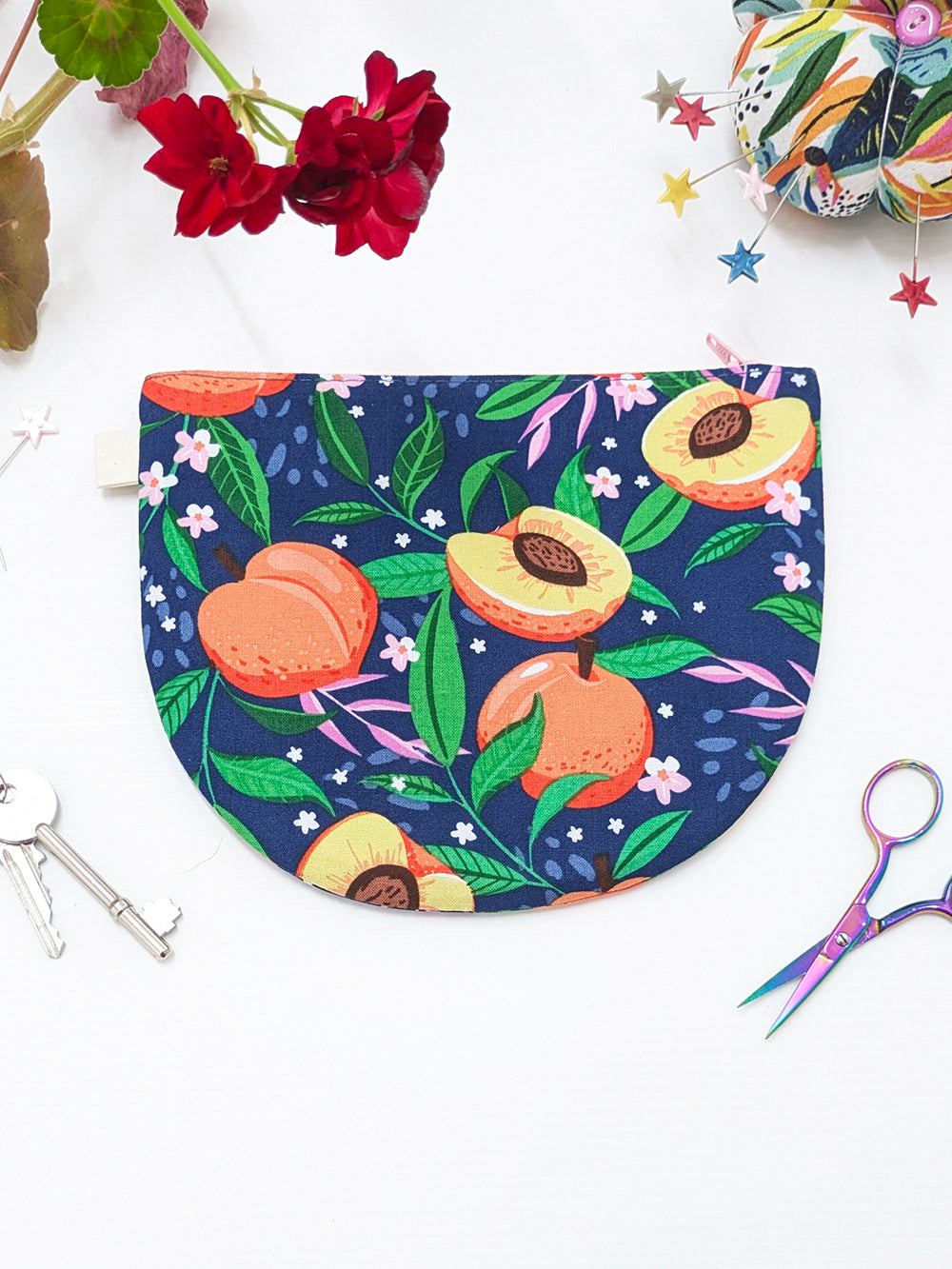 Peaches Zippered Pouch SUPER SECONDS SALE (OS)-Pin Clothing-pinclothing.co.uk