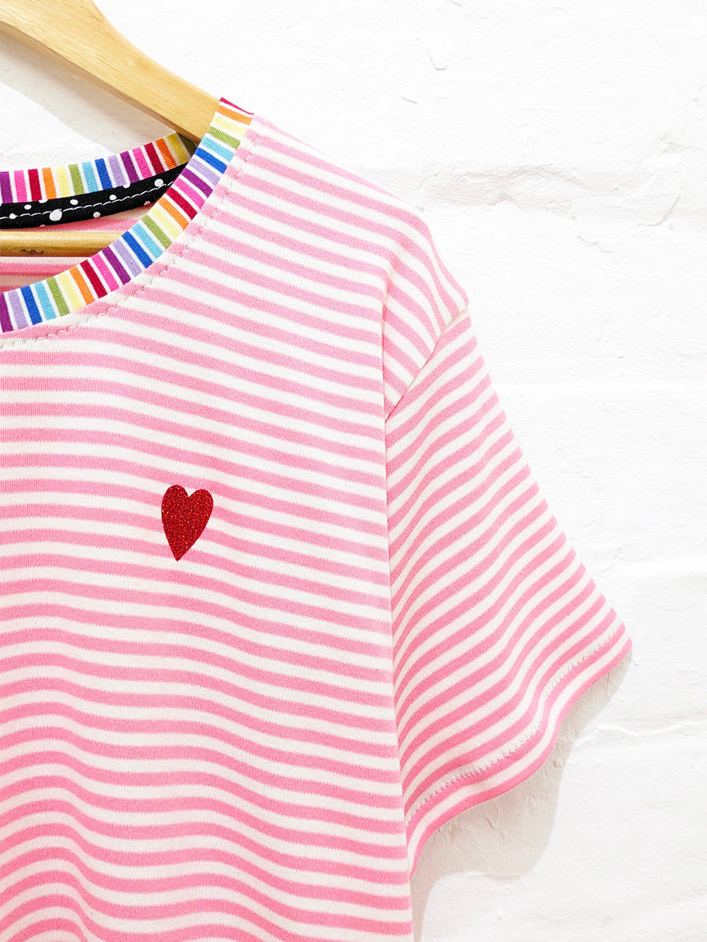 Pink Rainbow Stripe Tee-Pin Clothing-pinclothing.co.uk