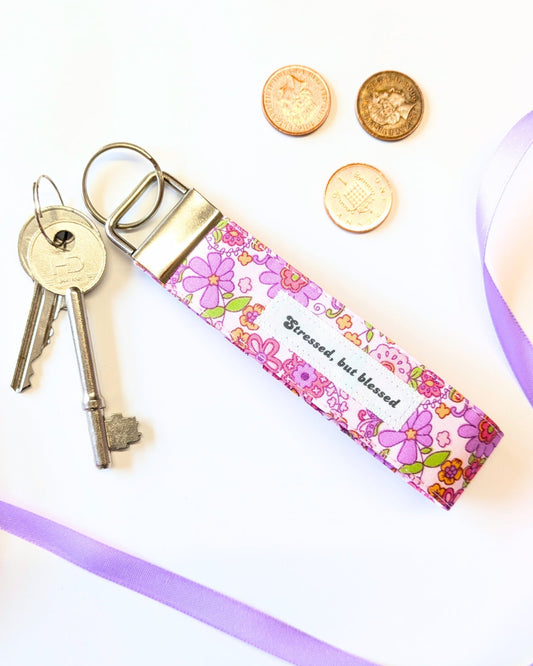 Blush Floral Wristlet Keyring-pinclothing.co.uk-pinclothing.co.uk