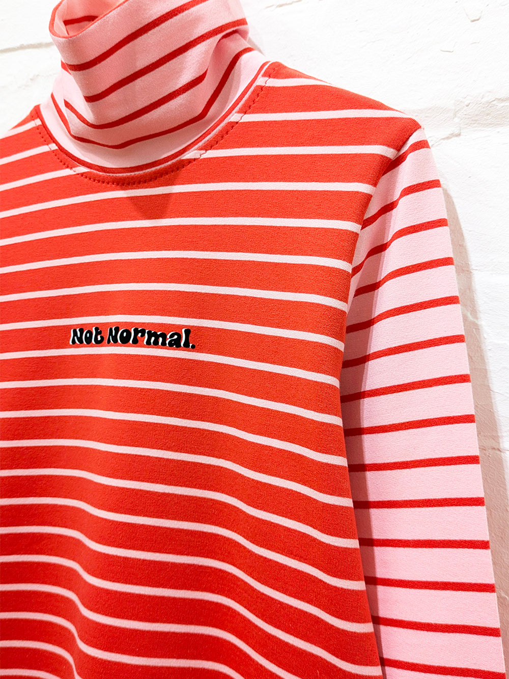 Pink & Red Stripe Mock Turtle Neck Top-Pin Clothing-pinclothing.co.uk