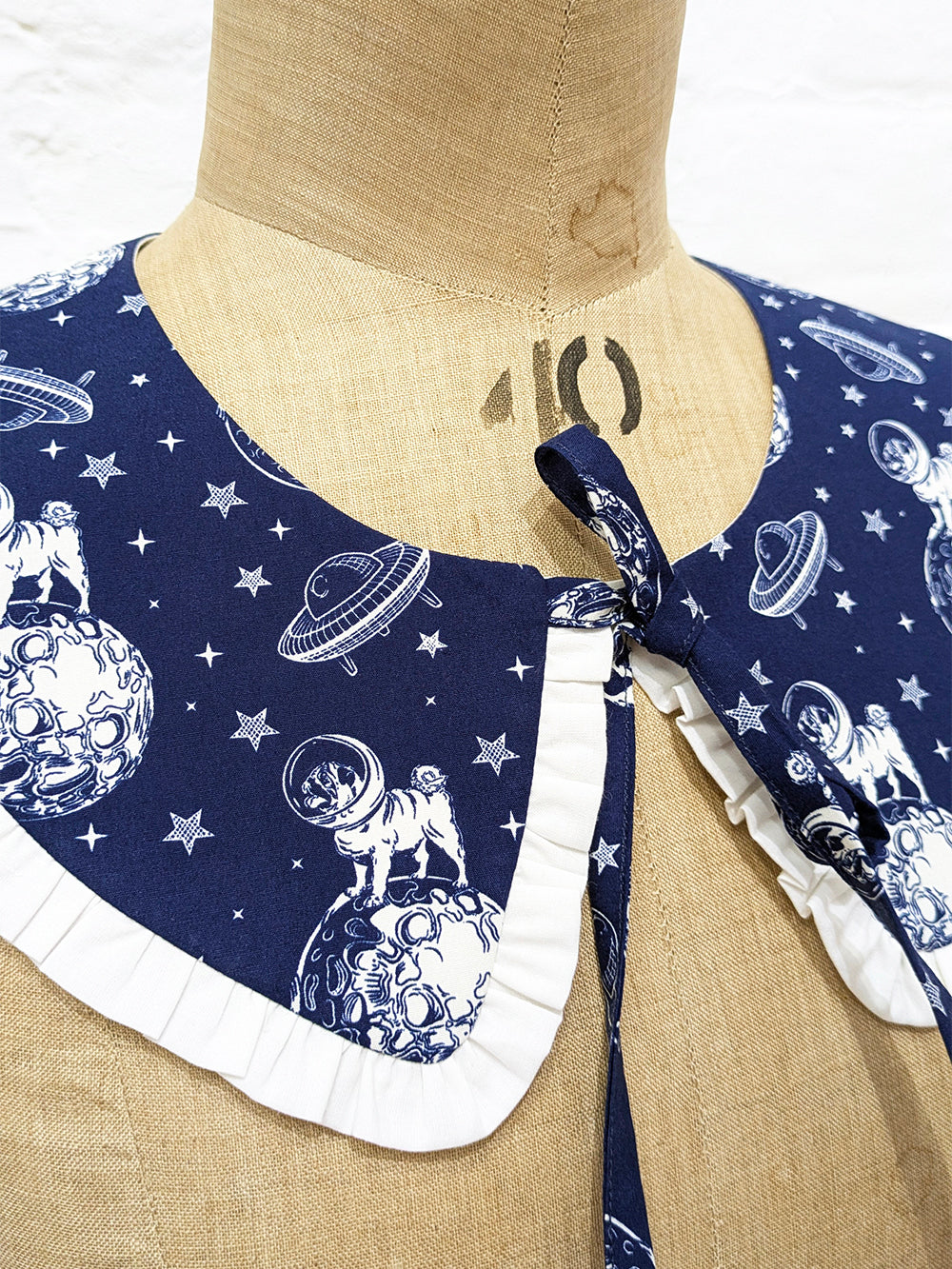 Pugs in Space Tie Front Collar-pinclothing.co.uk-pinclothing.co.uk