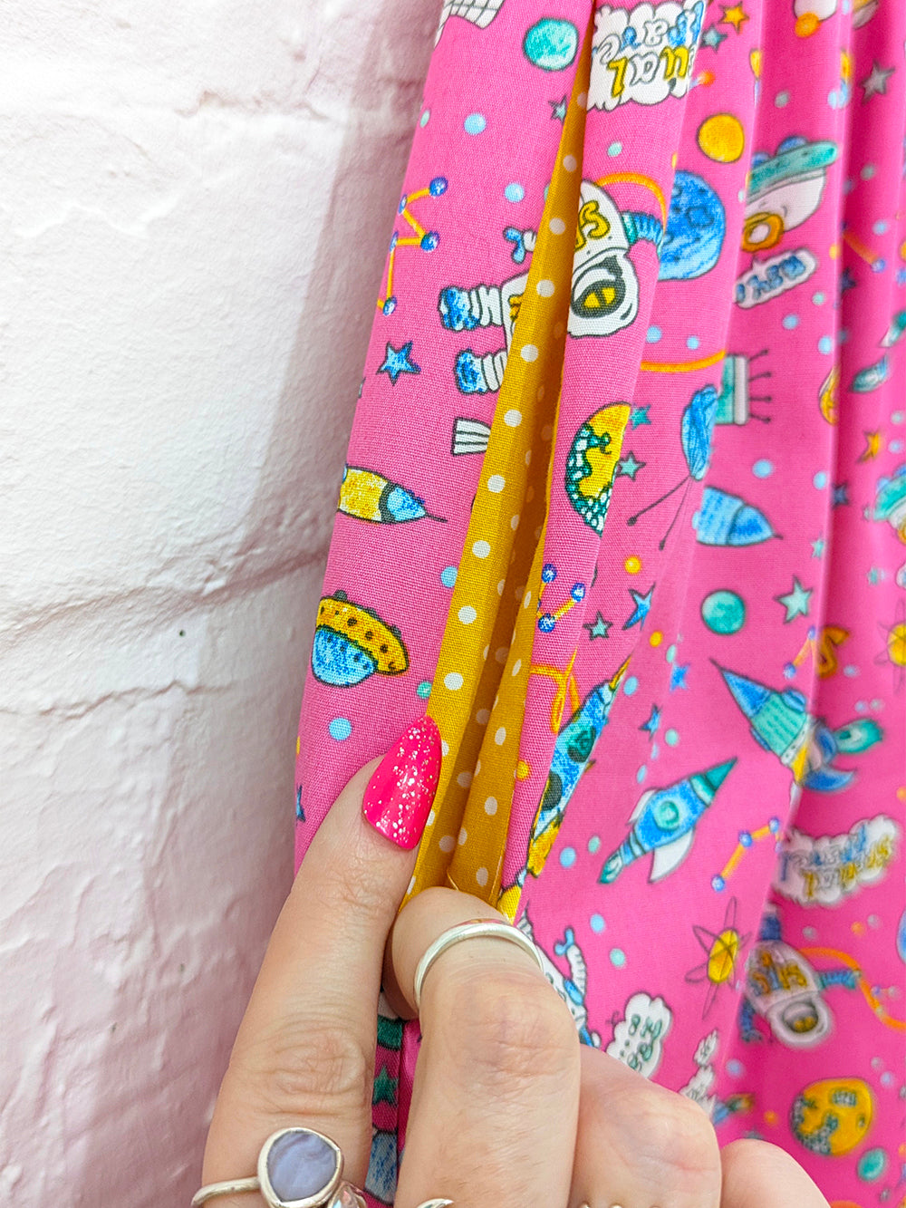 Pink Space High Waisted Skirt SUPER SECONDS SALE (OOAK)-Pin Clothing-pinclothing.co.uk