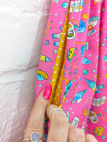 Pink Space High Waisted Skirt SUPER SECONDS SALE (OOAK)-Pin Clothing-pinclothing.co.uk