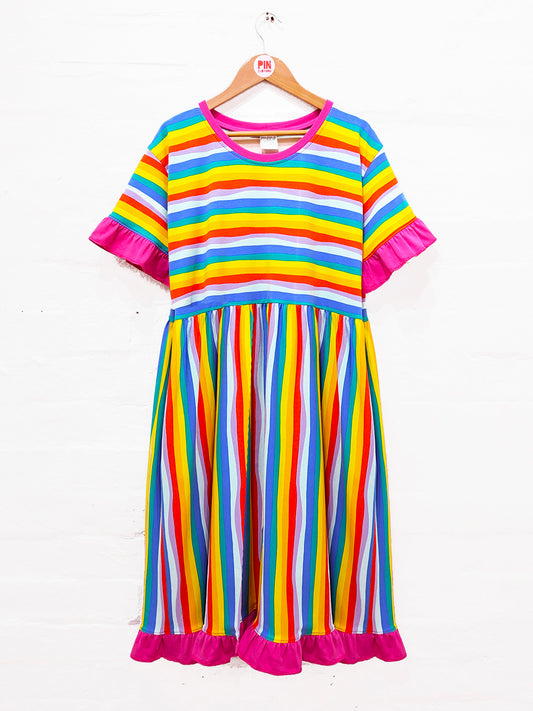 Rainbow Stripe Smock Dress-Pin Clothing-pinclothing.co.uk
