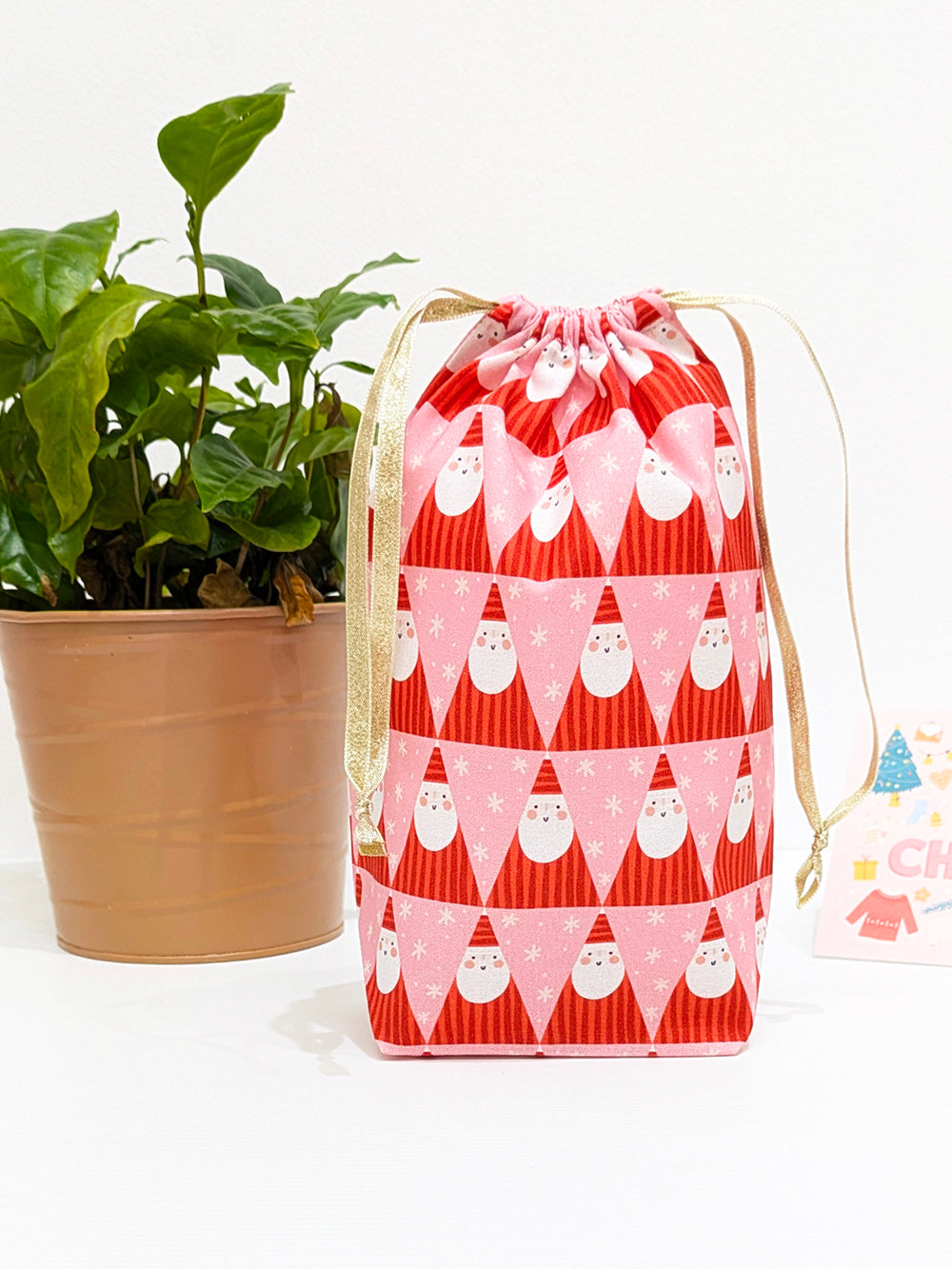 Pointy Santa Christmas Drawstring Gift Bag SUPER SECONDS SALE (OS)-pinclothing.co.uk-pinclothing.co.uk