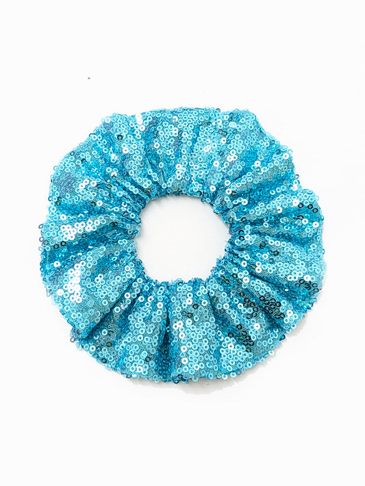 Mermaid Blue Sequin Hair Scrunchie-Pin Clothing-pinclothing.co.uk