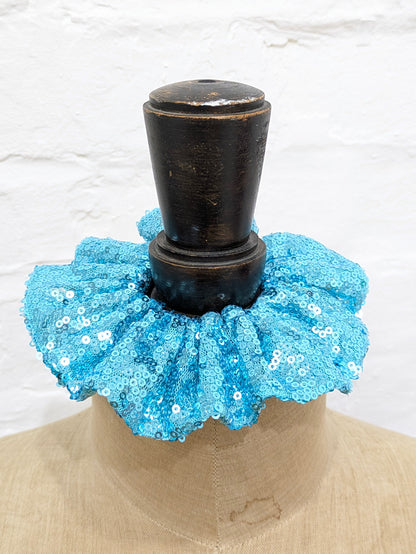 Mermaid Blue Sequin Hair Scrunchie-Pin Clothing-pinclothing.co.uk