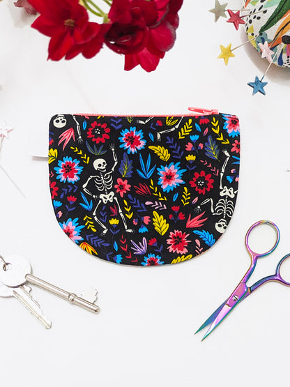 Dancing Floral Skeletons Zippered Pouch SUPER SECONDS SALE (OOAK)-Pin Clothing-pinclothing.co.uk