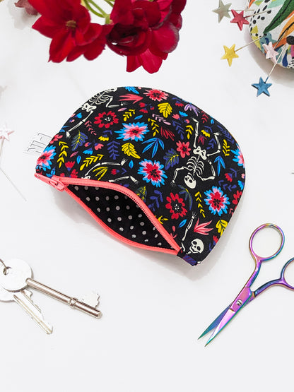 Dancing Floral Skeletons Zippered Pouch SUPER SECONDS SALE (OOAK)-Pin Clothing-pinclothing.co.uk