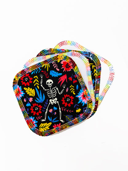 Floral Skeleton Reusable Cotton Face Pads-Pin Clothing-pinclothing.co.uk