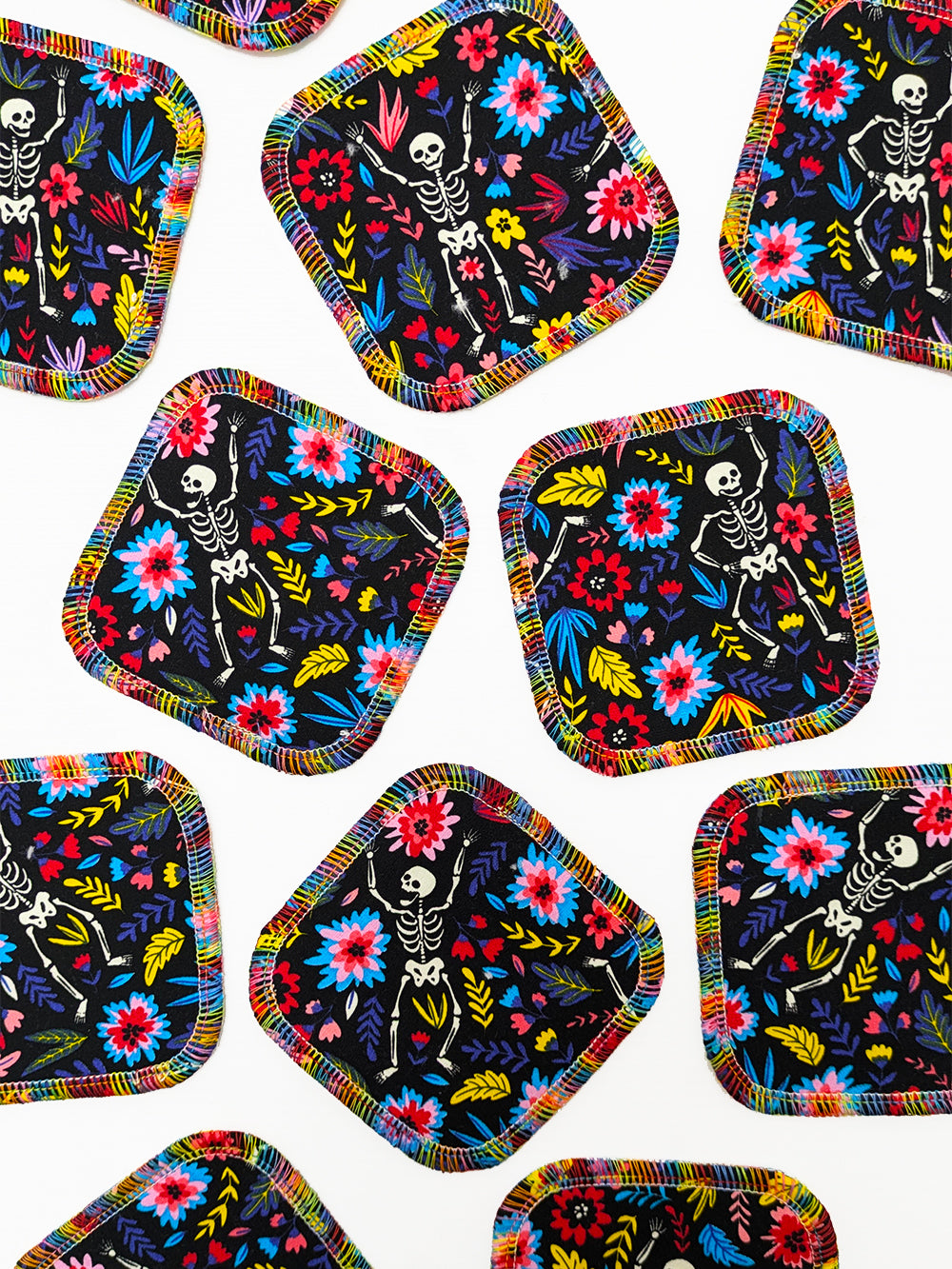 Floral Skeleton Reusable Cotton Face Pads-Pin Clothing-pinclothing.co.uk