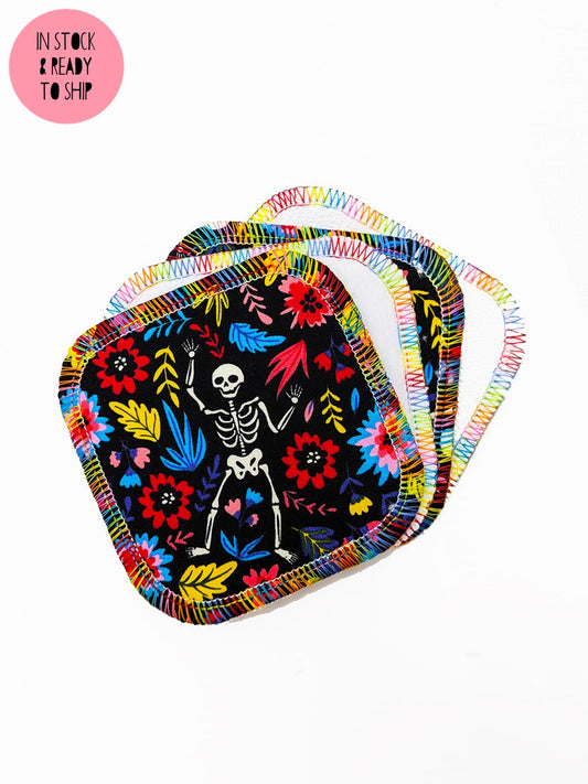 Floral Skeleton Reusable Cotton Face Pads-Pin Clothing-pinclothing.co.uk