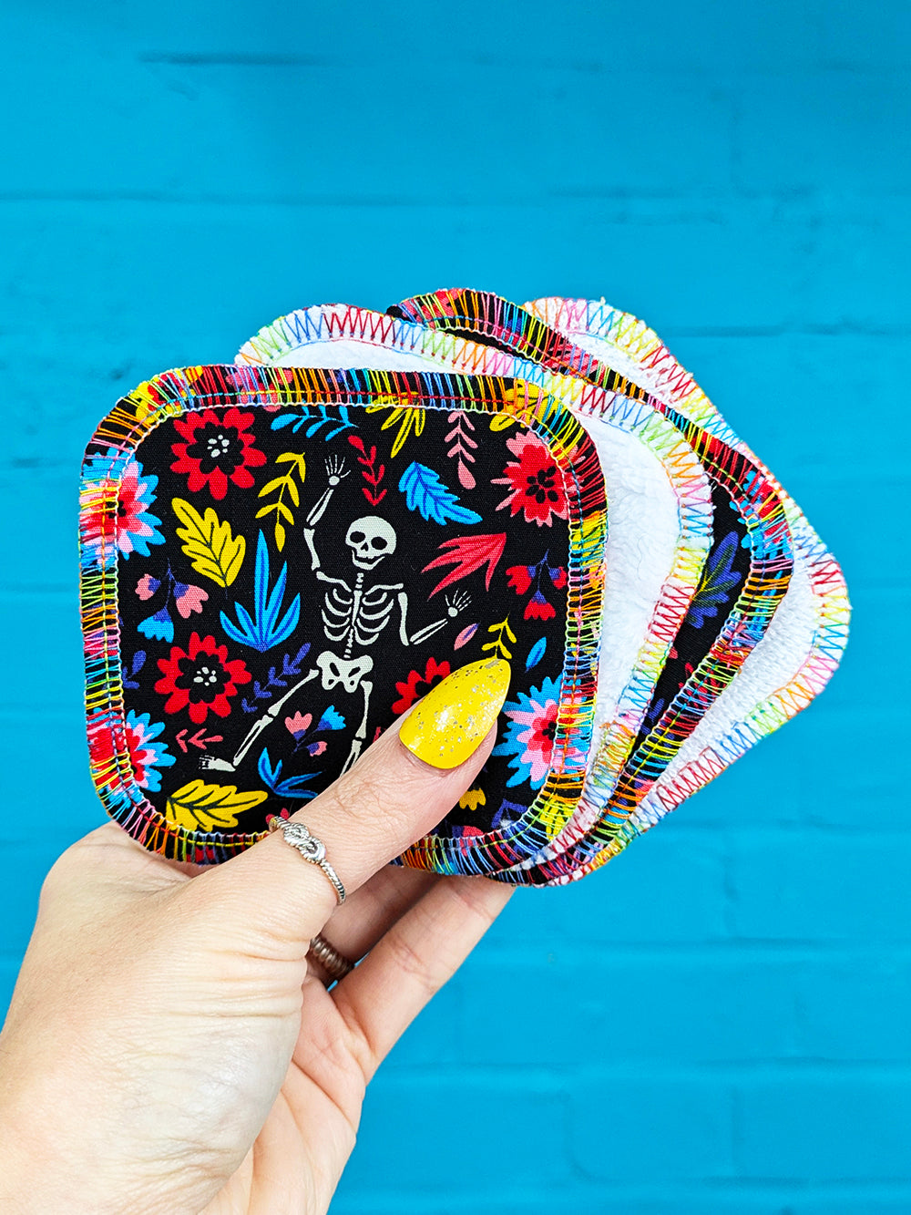 Floral Skeleton Reusable Cotton Face Pads-Pin Clothing-pinclothing.co.uk