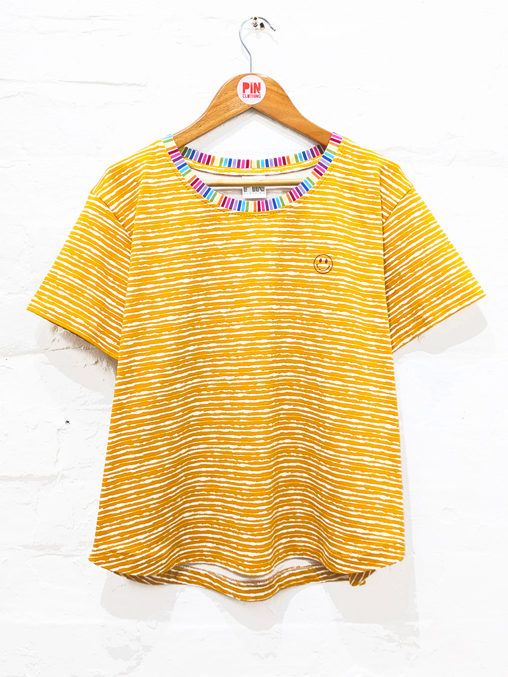 Sunshine Smiley Stripe Tee-Pin Clothing-pinclothing.co.uk