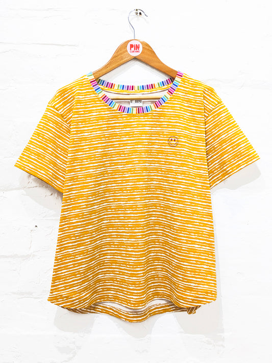 Sunshine Smiley Stripe Tee-Pin Clothing-pinclothing.co.uk