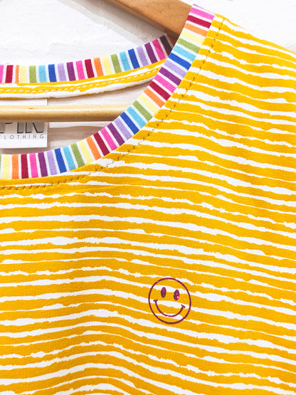 Sunshine Smiley Stripe Tee-Pin Clothing-pinclothing.co.uk