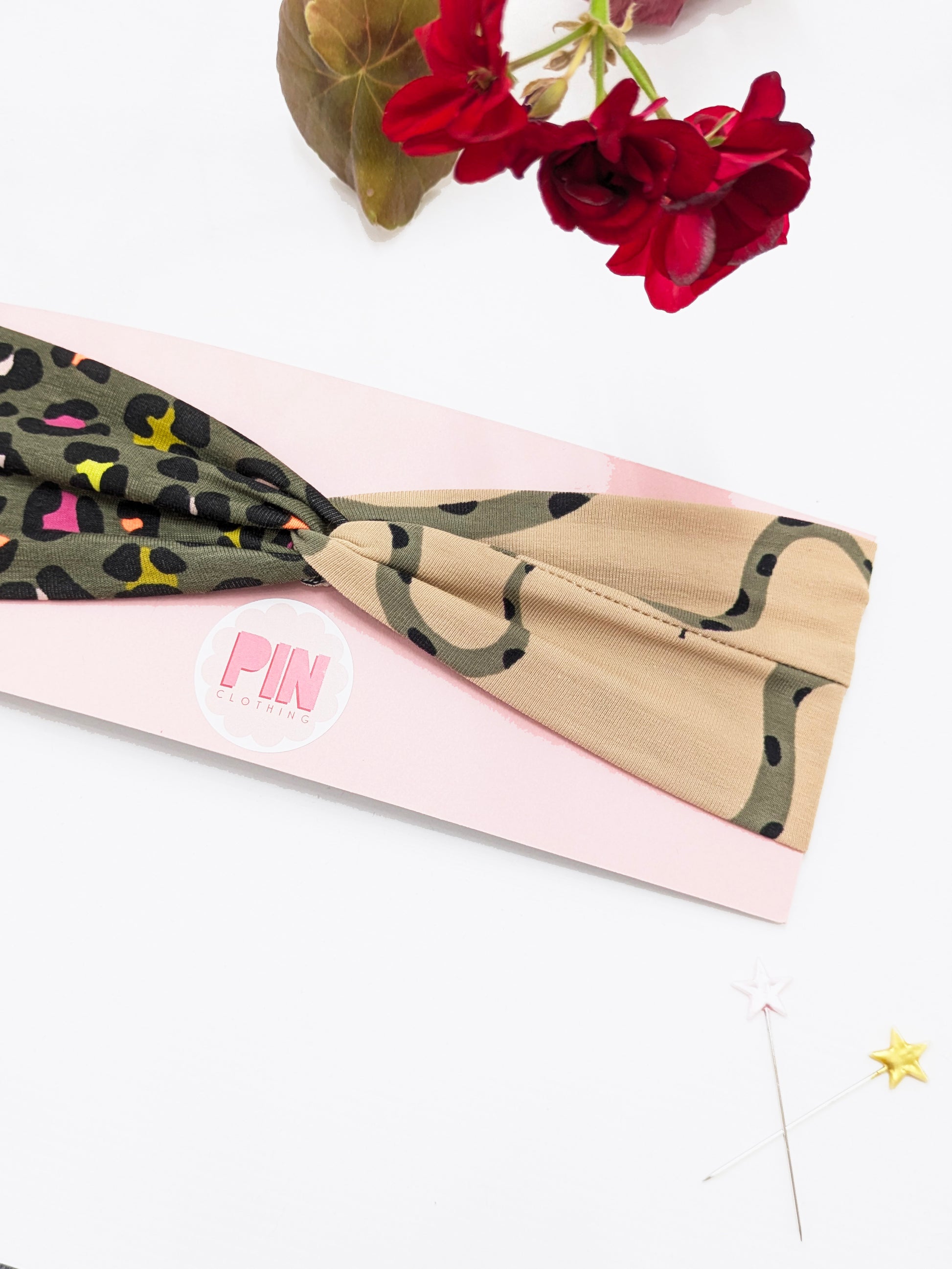 Desert Snakes x Neon Leopard Twist Headband SUPER SECONDS SALE (MD)-Pin Clothing-pinclothing.co.uk