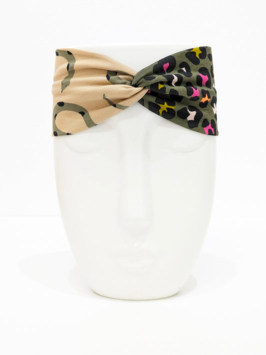 Desert Snakes x Neon Leopard Twist Headband-Pin Clothing-pinclothing.co.uk