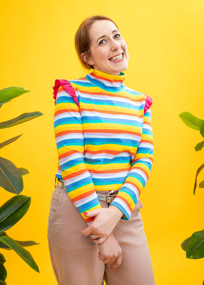 The Dopamine Dream Rainbow Ruffle Top-pinclothing.co.uk-pinclothing.co.uk