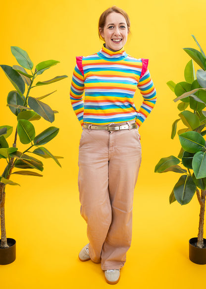 The Dopamine Dream Rainbow Ruffle Top-pinclothing.co.uk-pinclothing.co.uk