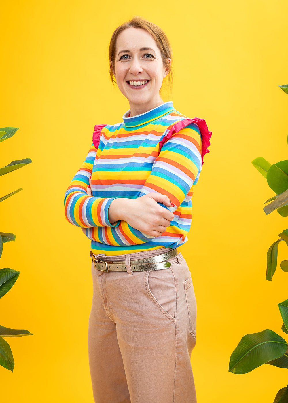 The Dopamine Dream Rainbow Ruffle Top-pinclothing.co.uk-pinclothing.co.uk