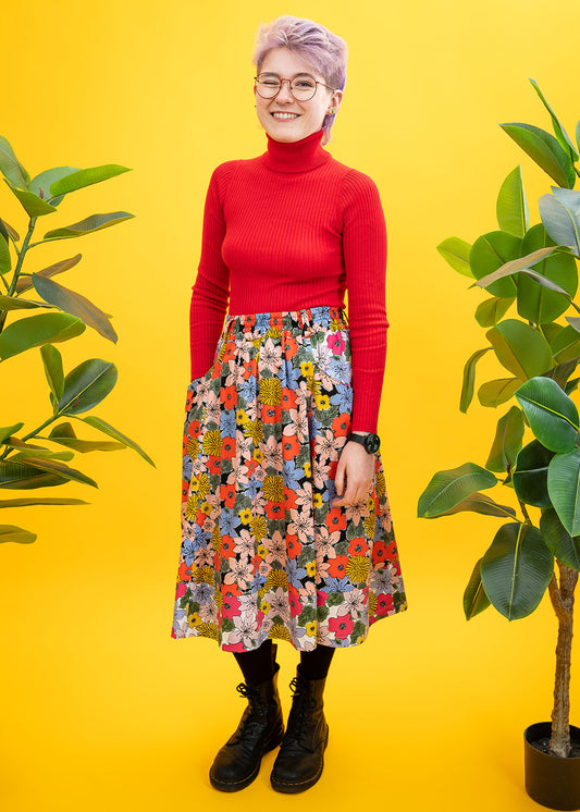 The Retro Bloom Pocket Skirt-pinclothing.co.uk-pinclothing.co.uk