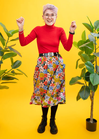The Retro Bloom Pocket Skirt-pinclothing.co.uk-pinclothing.co.uk