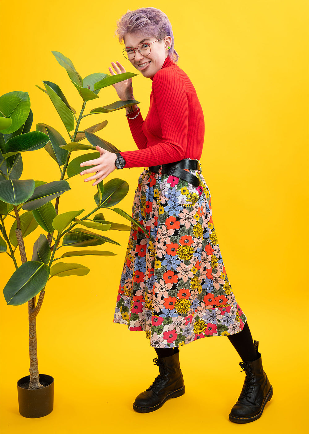 The Retro Bloom Pocket Skirt-pinclothing.co.uk-pinclothing.co.uk