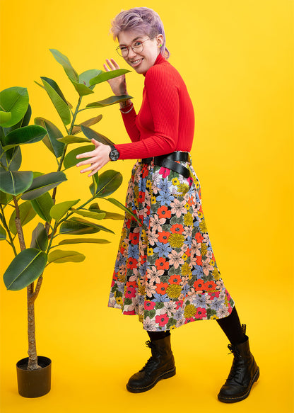 The Retro Bloom Pocket Skirt-pinclothing.co.uk-pinclothing.co.uk