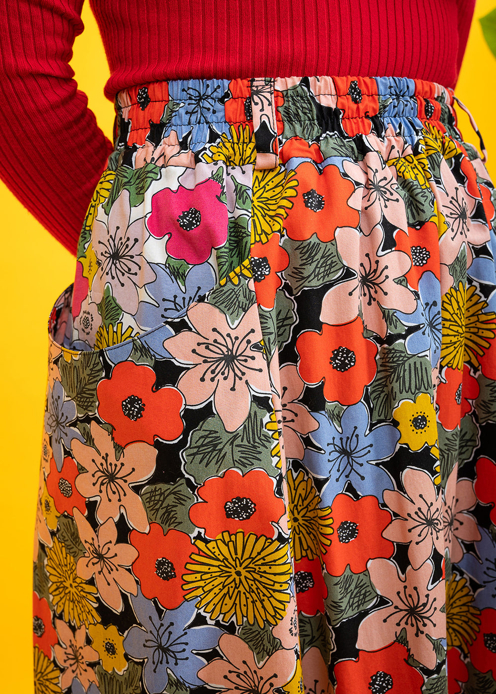 The Retro Bloom Pocket Skirt-pinclothing.co.uk-pinclothing.co.uk