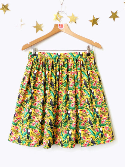 Toucan Do It High Waisted Skirt-Pin Clothing-pinclothing.co.uk