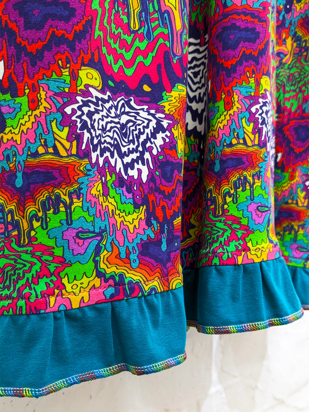 Trippy Rainbow Drip Smock Dress-Pin Clothing-pinclothing.co.uk