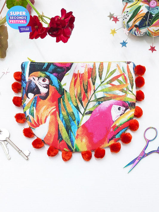 Birds of Paradise Zippered Pouch SUPER SECONDS SALE (OS)-Pin Clothing-pinclothing.co.uk