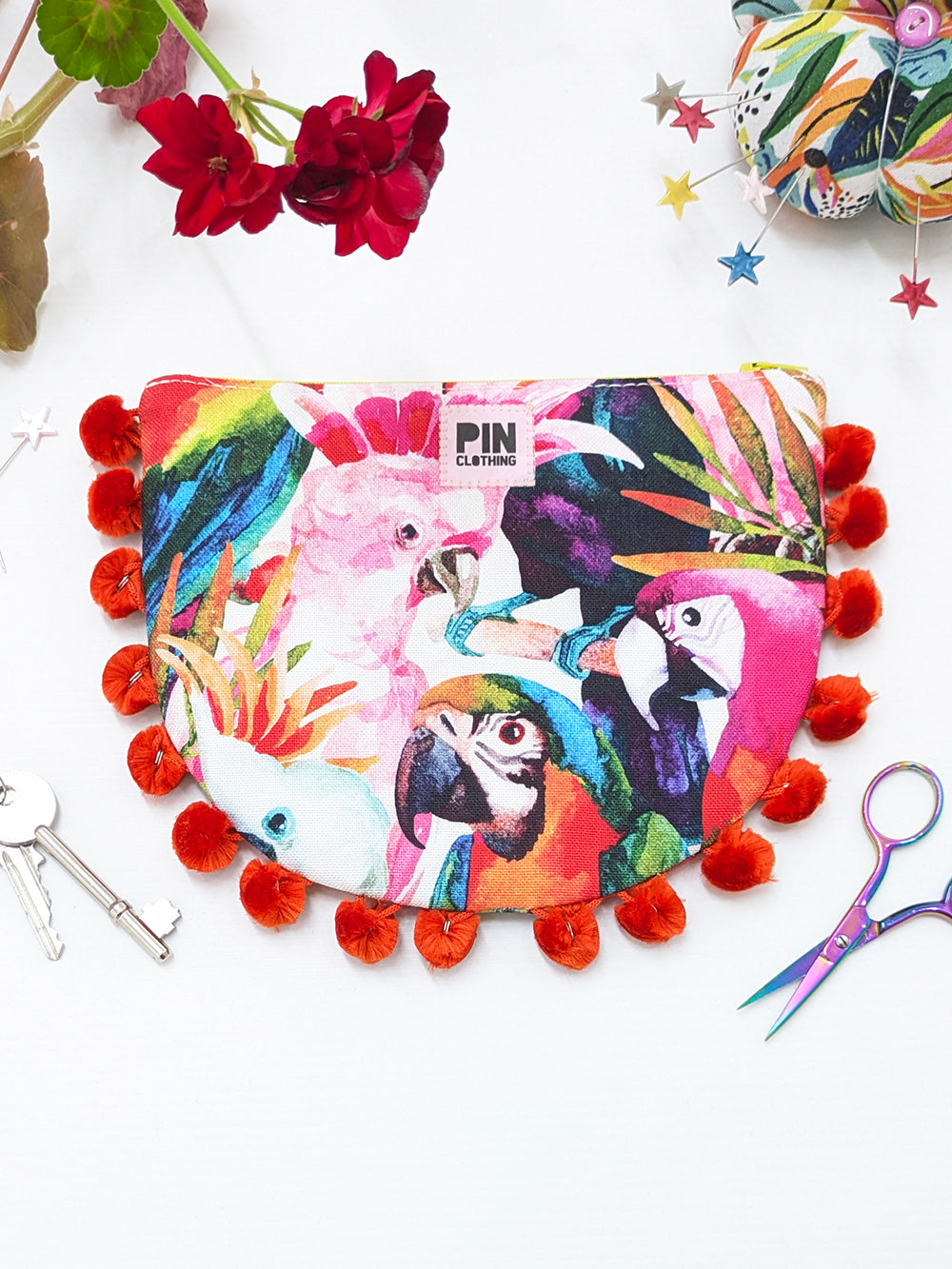 Birds of Paradise Zippered Pouch SUPER SECONDS SALE (OS)-Pin Clothing-pinclothing.co.uk