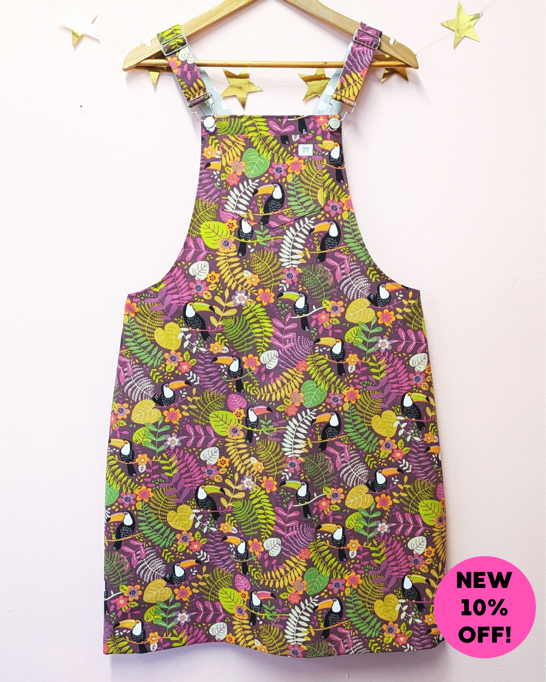 Toucan Do It Dungaree Dress Size 12 - 14-pinclothing.co.uk-pinclothing.co.uk